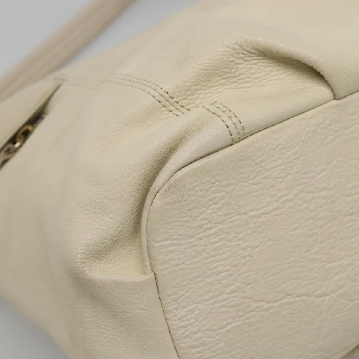 BURBERRY Blue Label Shoulder Bag Leather White Gold Auth bs27142
