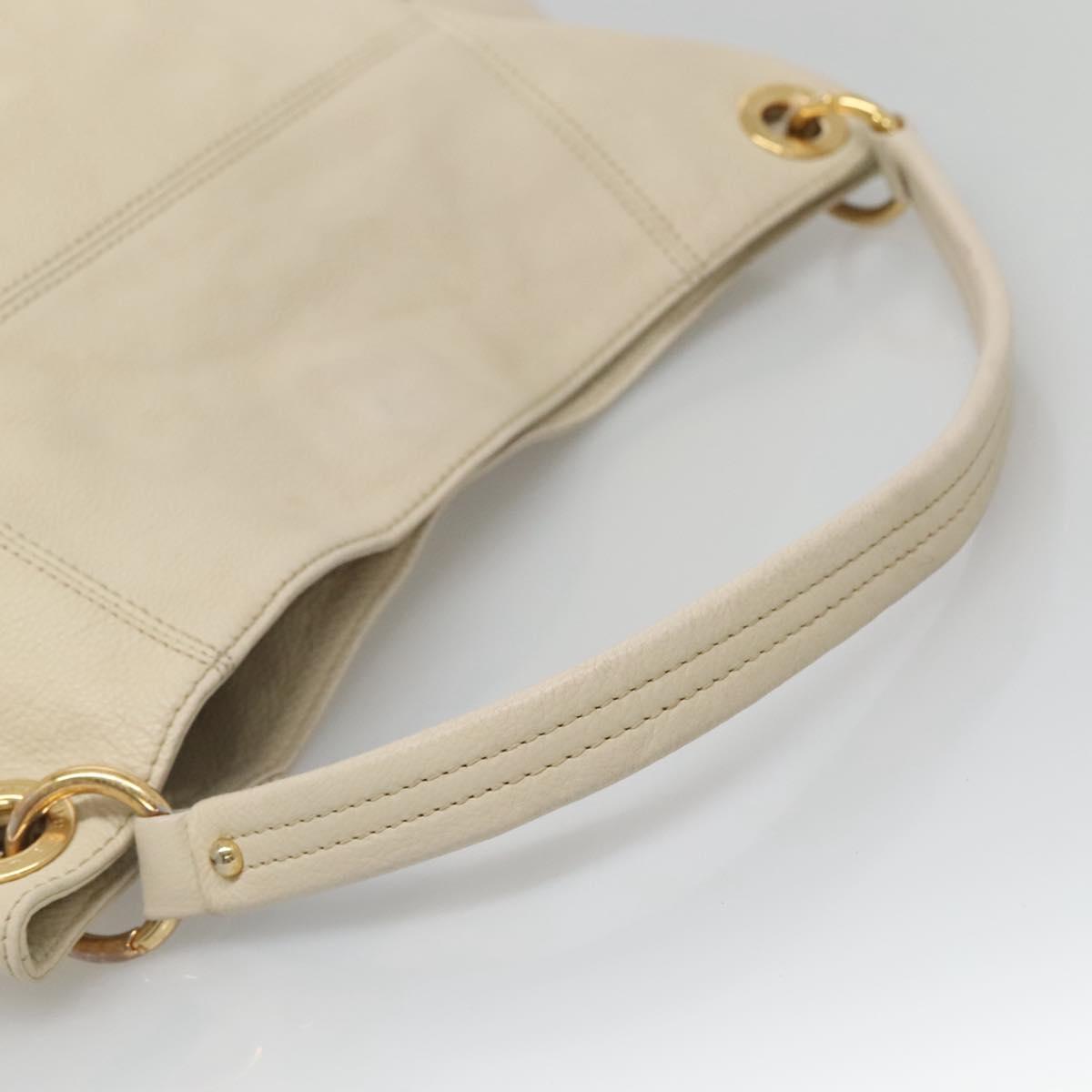 BURBERRY Blue Label Shoulder Bag Leather White Gold Auth bs27142