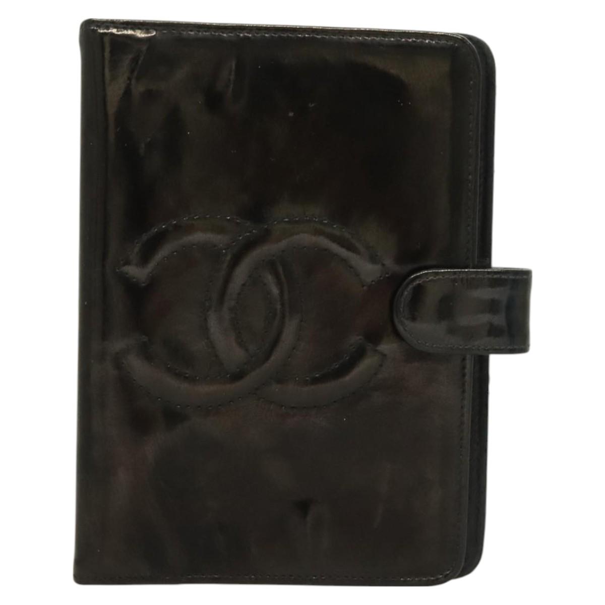 CHANEL Agenda Day Planner Cover Enamel Black CC Auth bs27152