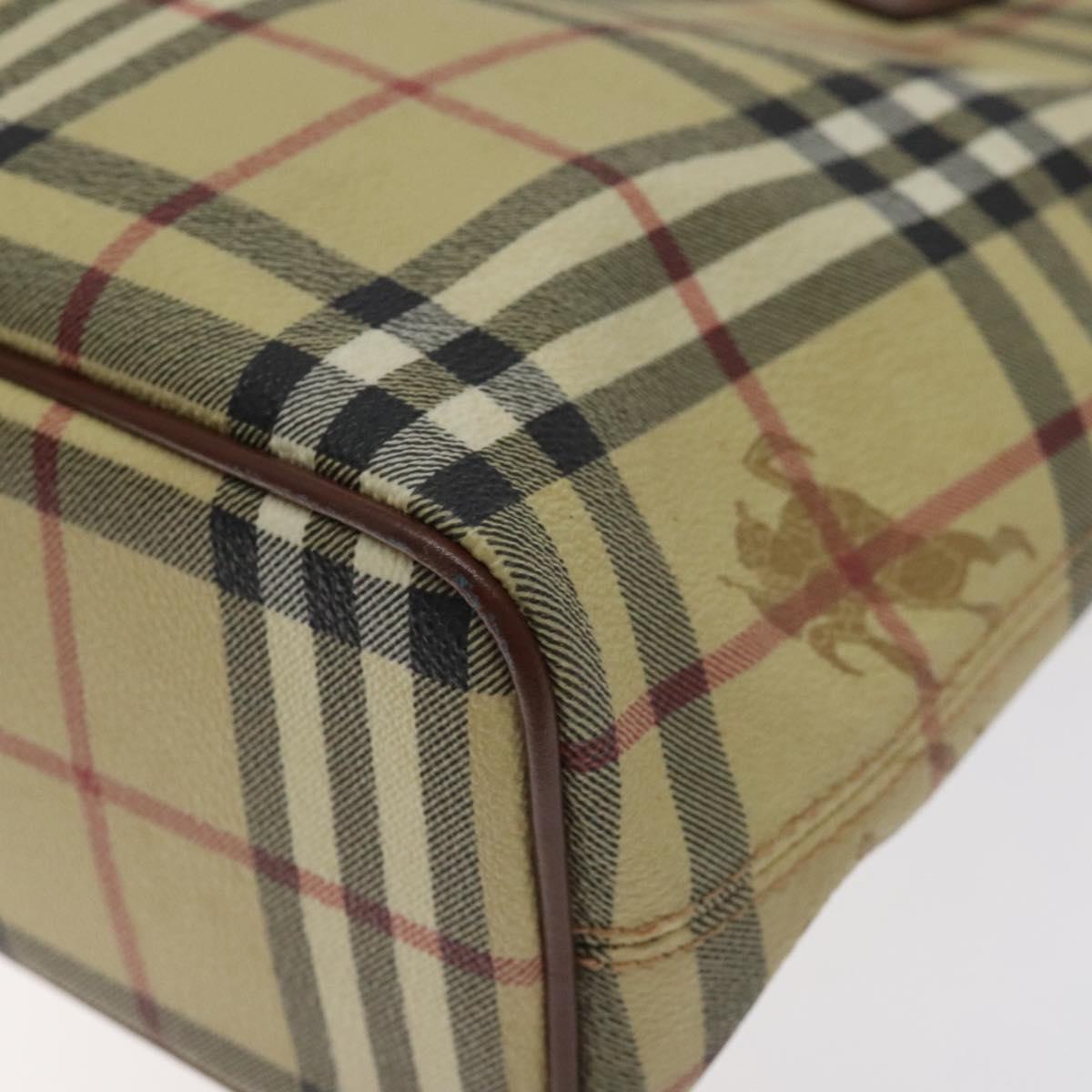 BURBERRY Nova Check Tote Bag PVC Beige Gold Auth bs27157