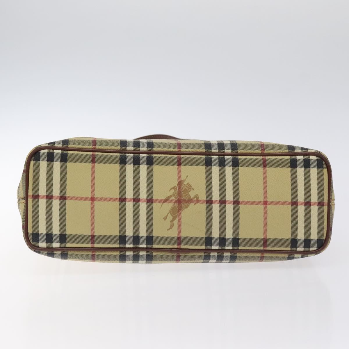 BURBERRY Nova Check Tote Bag PVC Beige Gold Auth bs27157