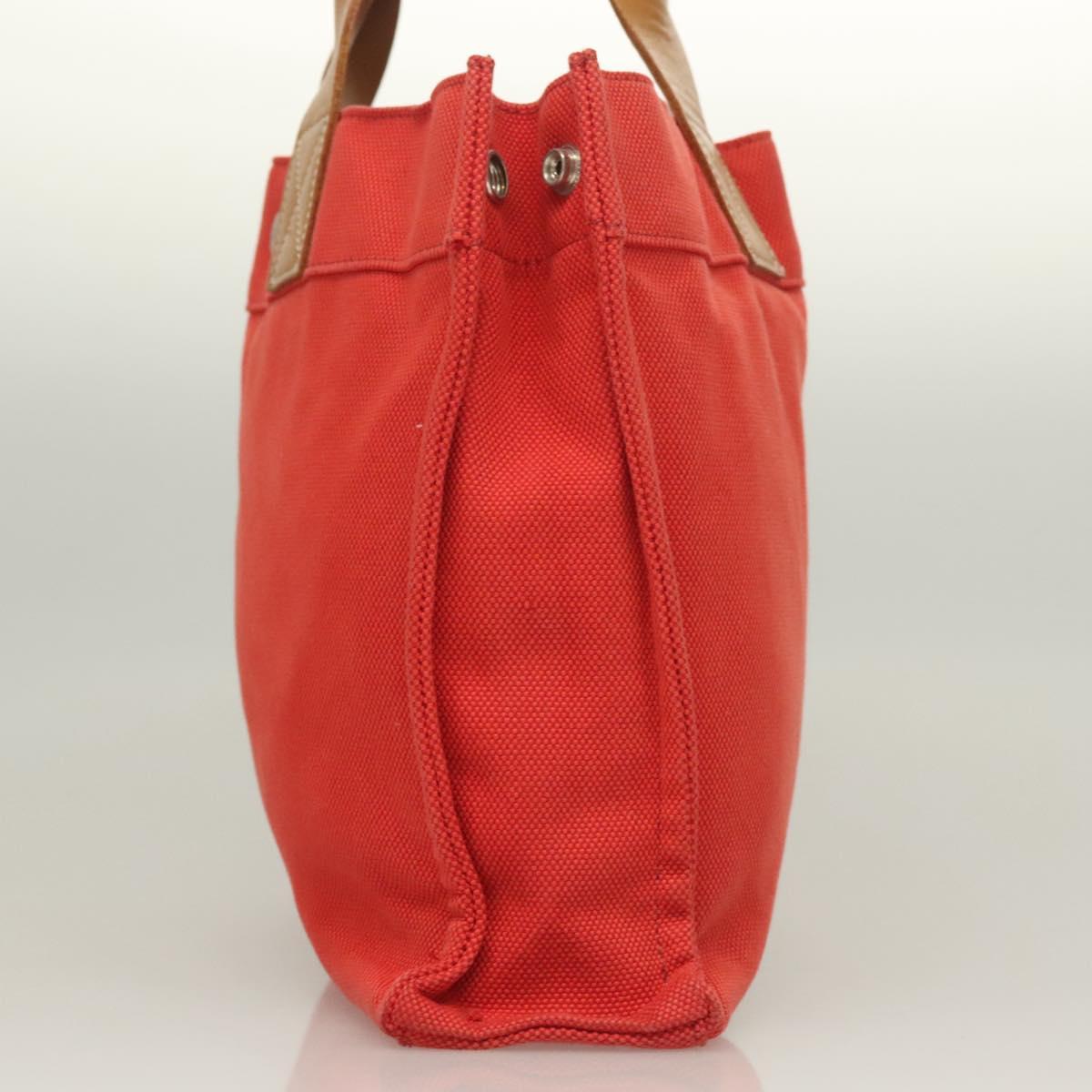 BURBERRY Blue Label Tote Bag Canvas Red Silver Auth bs27161