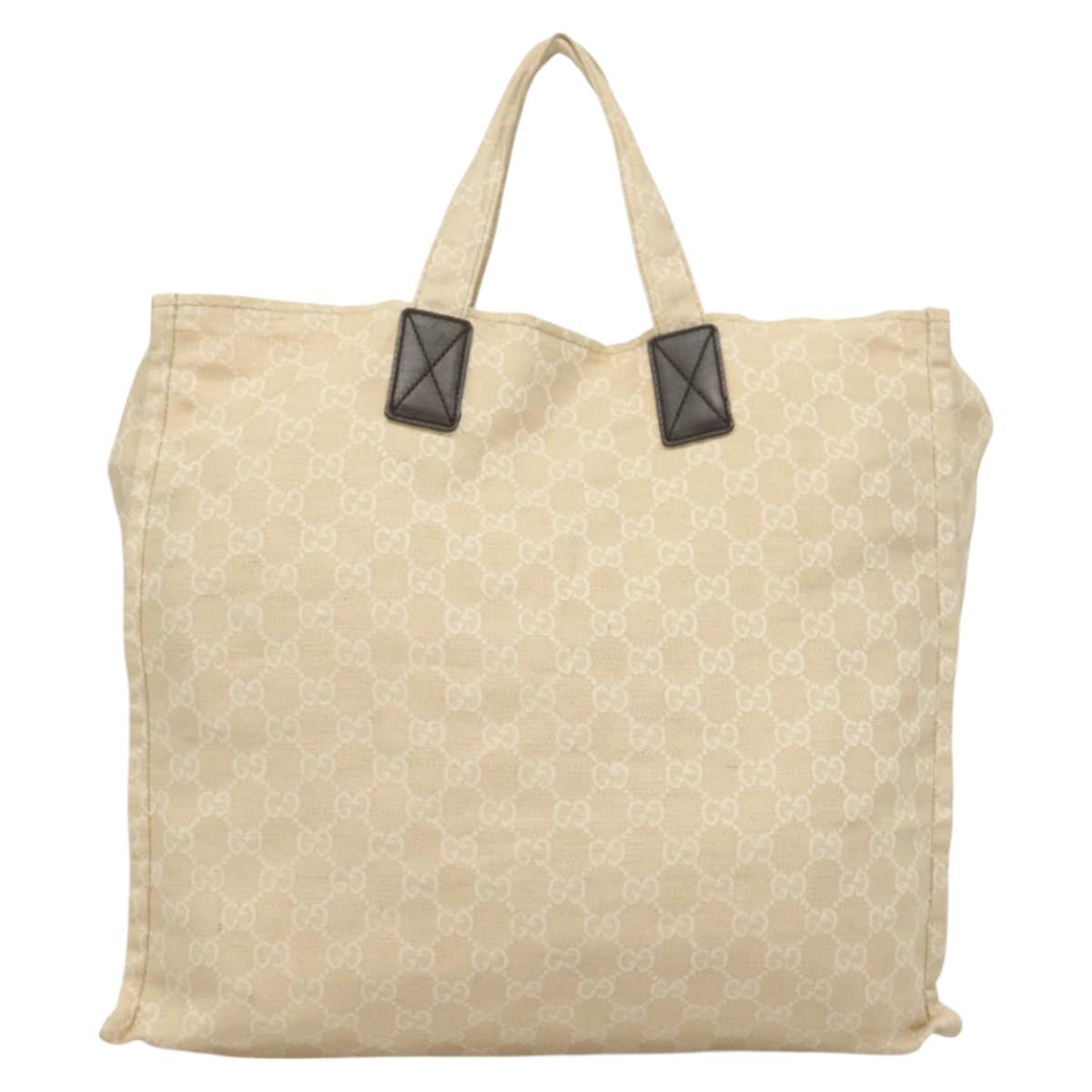 GUCCI GG Canvas Museum Hand Bag Beige 283411 Auth bs27162