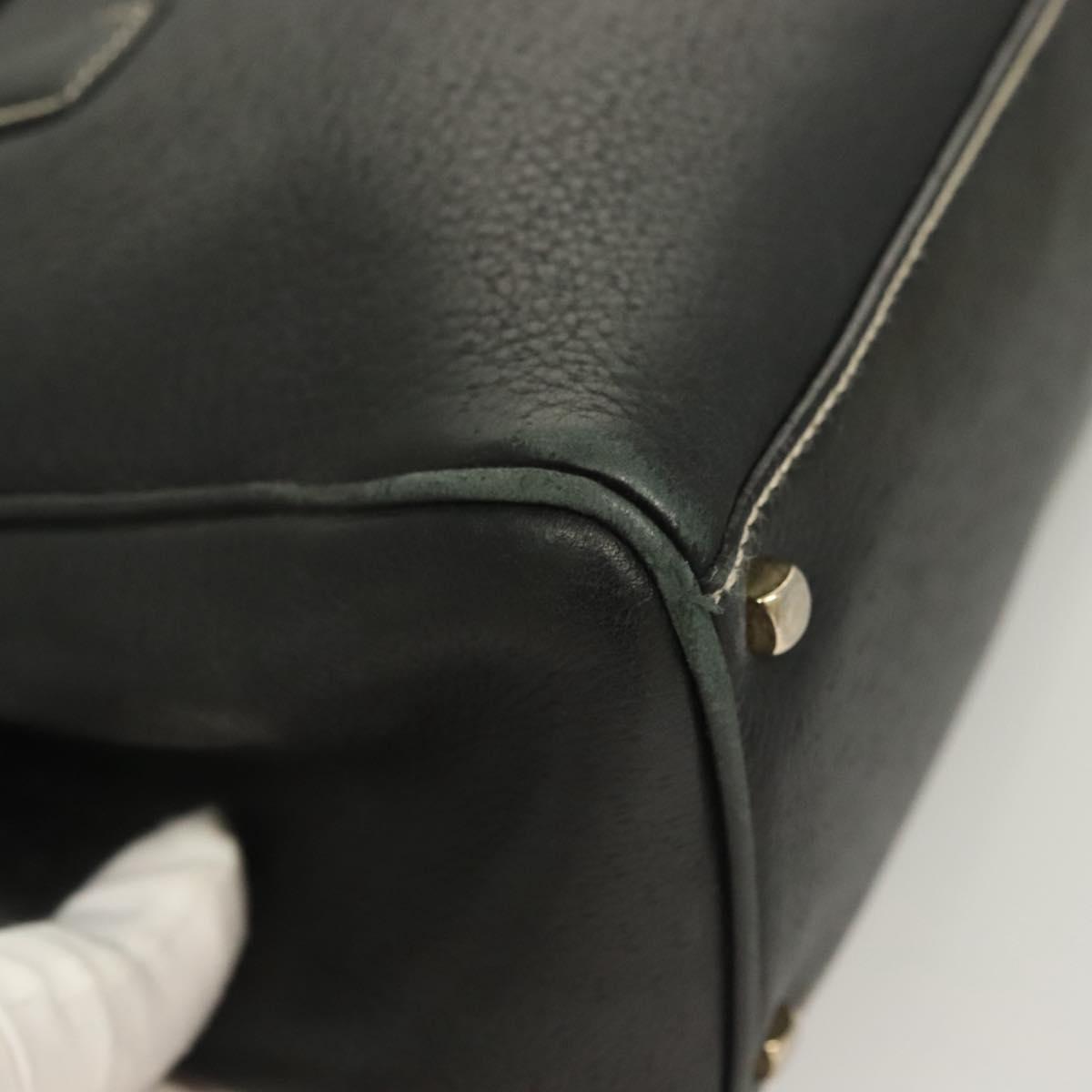 Salvatore Ferragamo Gancini Tote Bag Leather Black Gold Auth bs27164