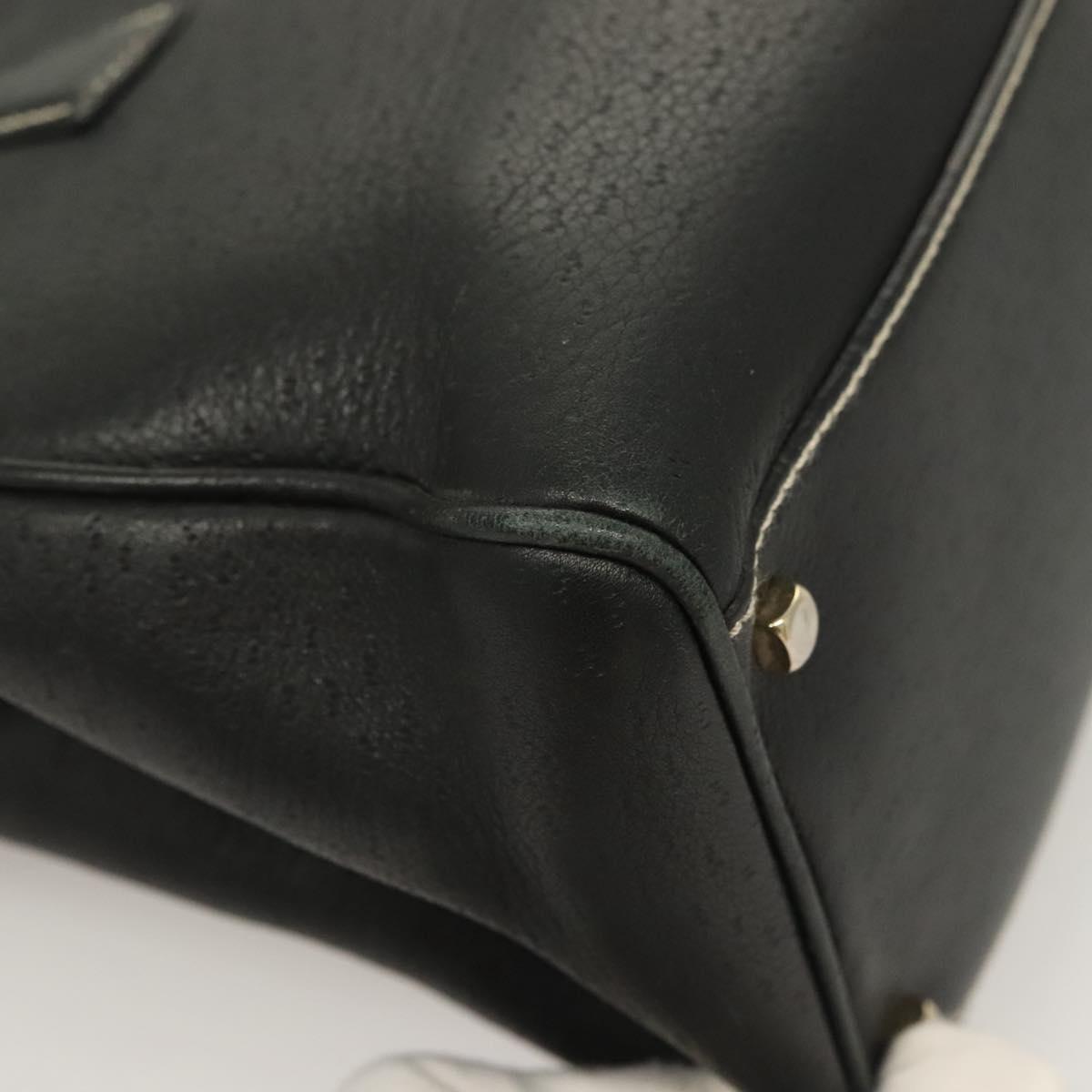 Salvatore Ferragamo Gancini Tote Bag Leather Black Gold Auth bs27164