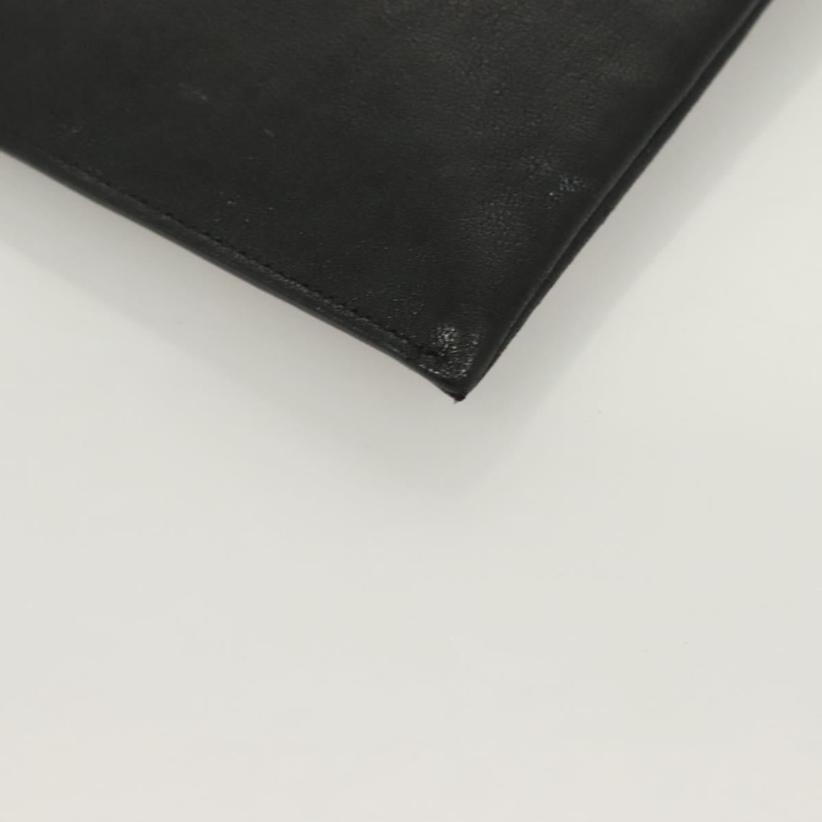 SAINT LAURENT Clutch Bag Leather Black Auth bs27165