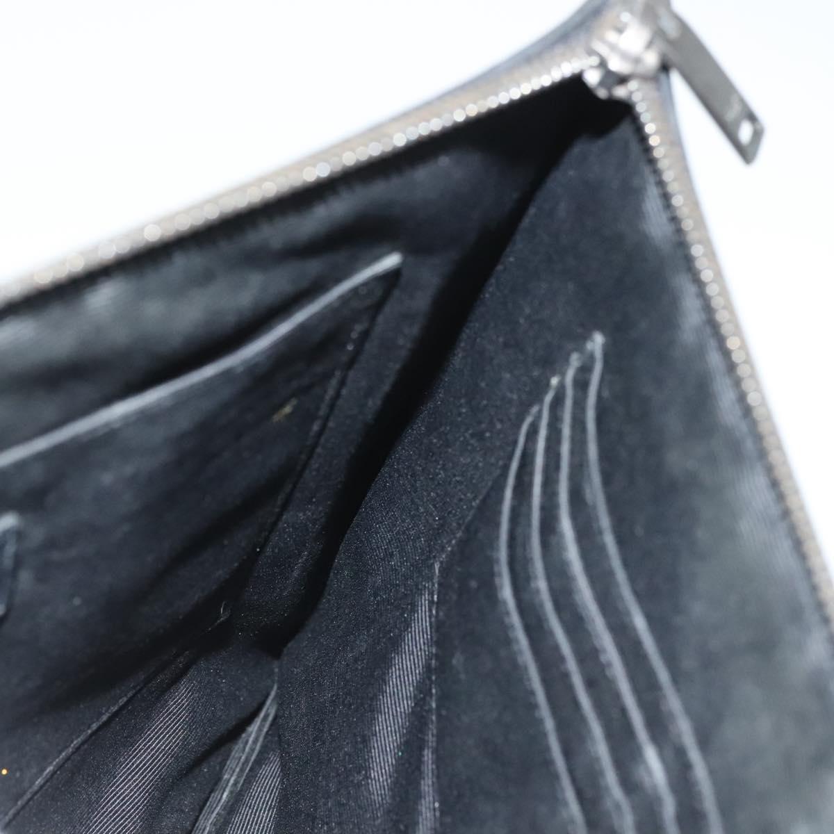 SAINT LAURENT Clutch Bag Leather Black Auth bs27165