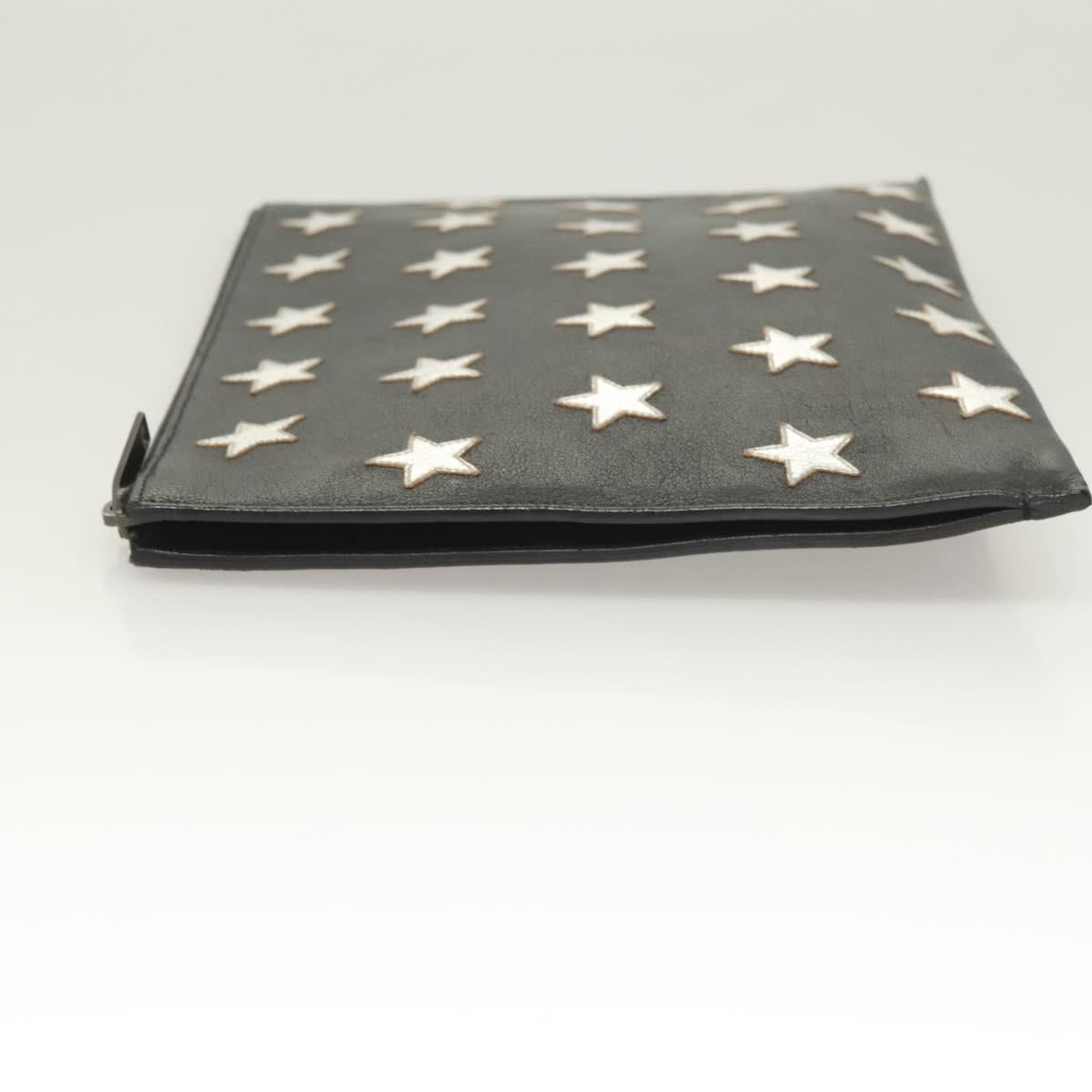SAINT LAURENT Clutch Bag Leather Black Auth bs27165