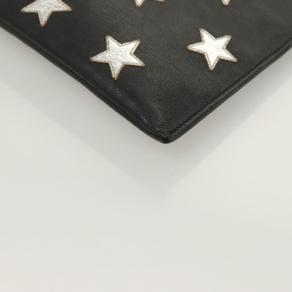 SAINT LAURENT Clutch Bag Leather Black Auth bs27165