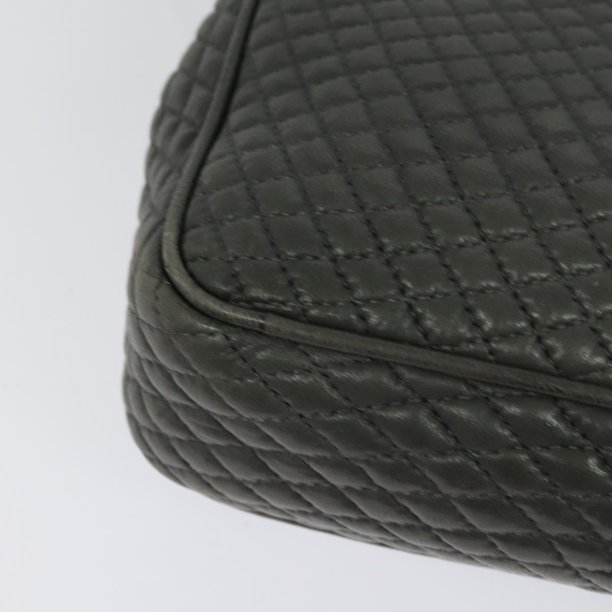 BALLY Shoulder Bag Leather Gray Gold Auth bs27172