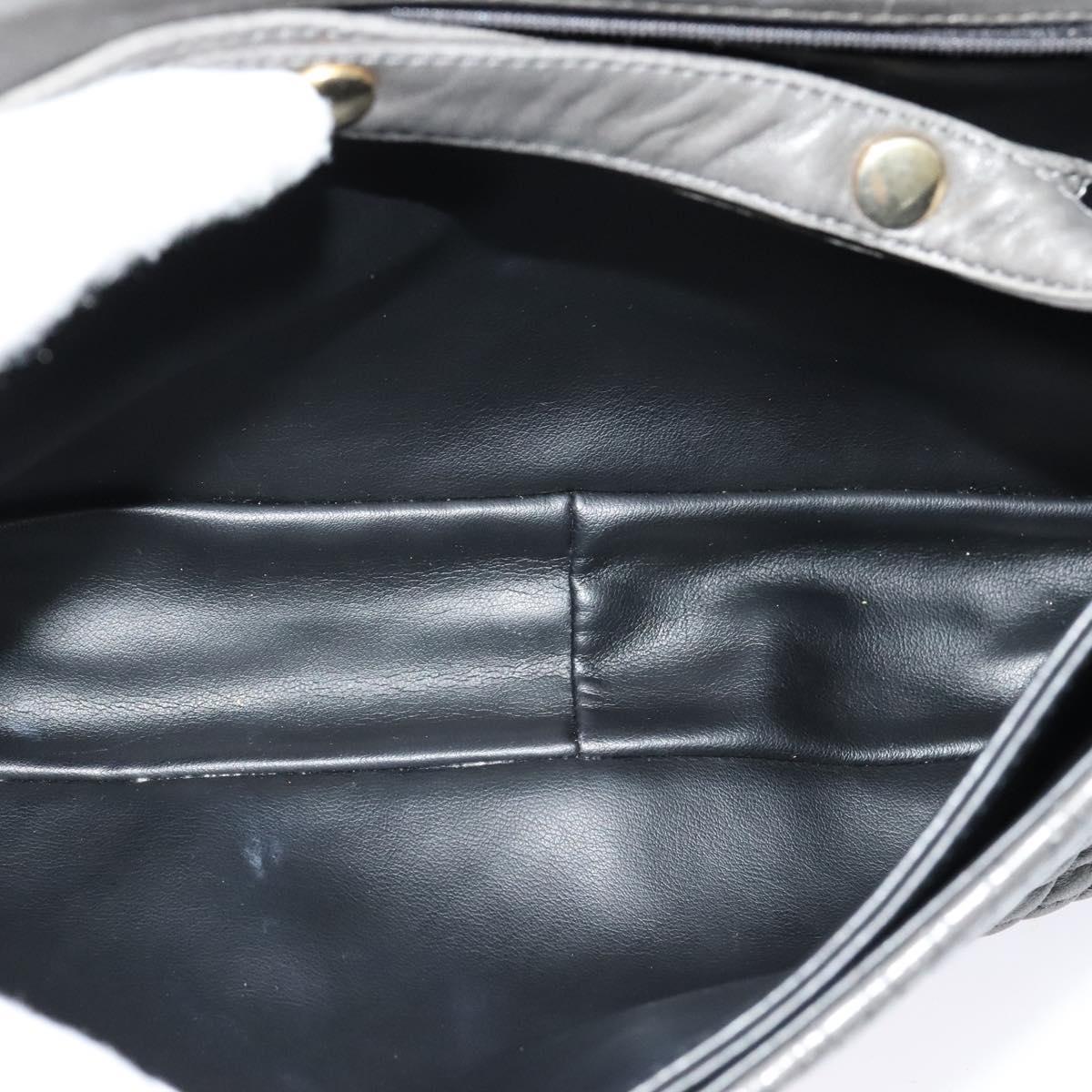 BALLY Shoulder Bag Leather Gray Gold Auth bs27172