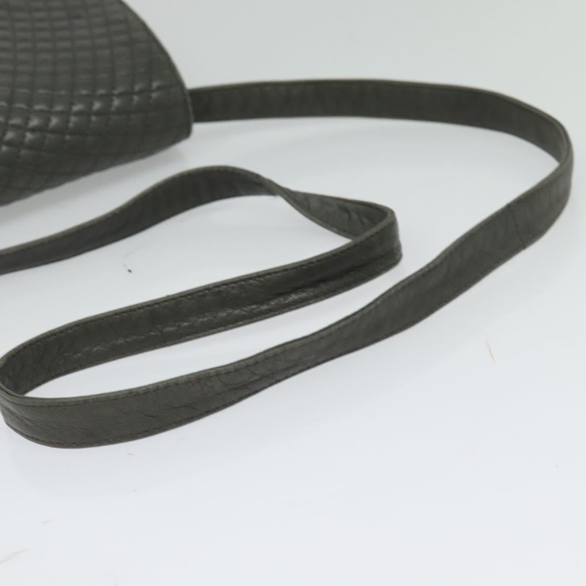 BALLY Shoulder Bag Leather Gray Gold Auth bs27172