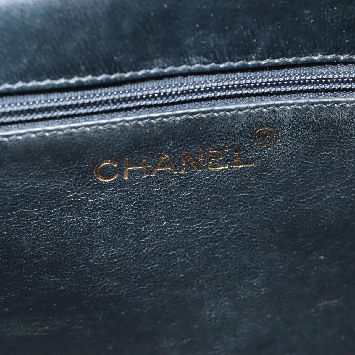 CHANEL Chain Shoulder Bag Enamel Black Gold CC Auth bs27175