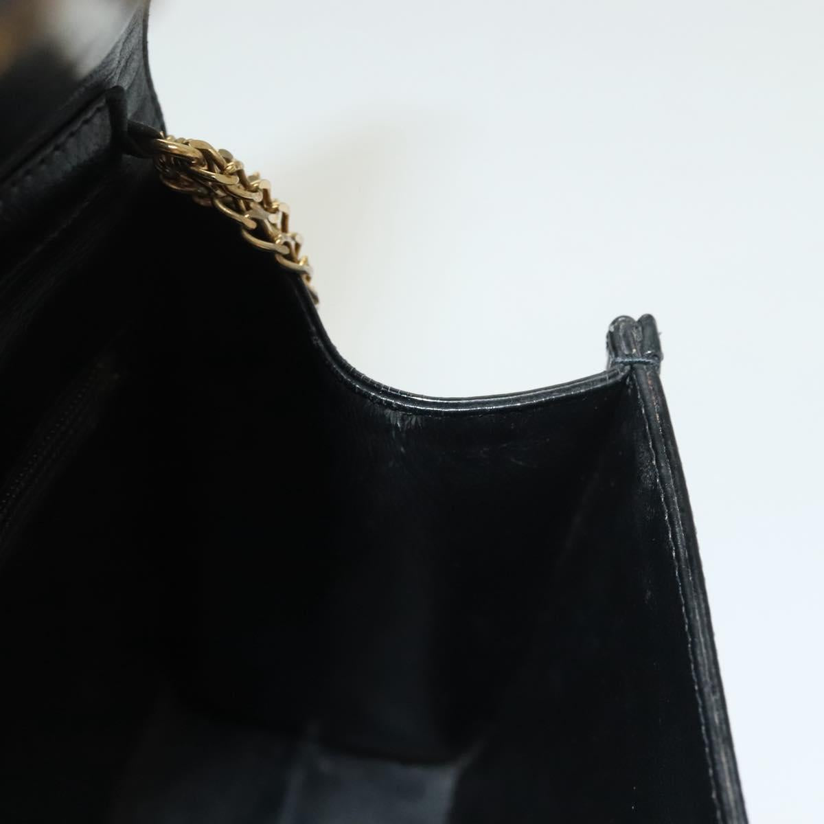 CHANEL Chain Shoulder Bag Enamel Black Gold CC Auth bs27175