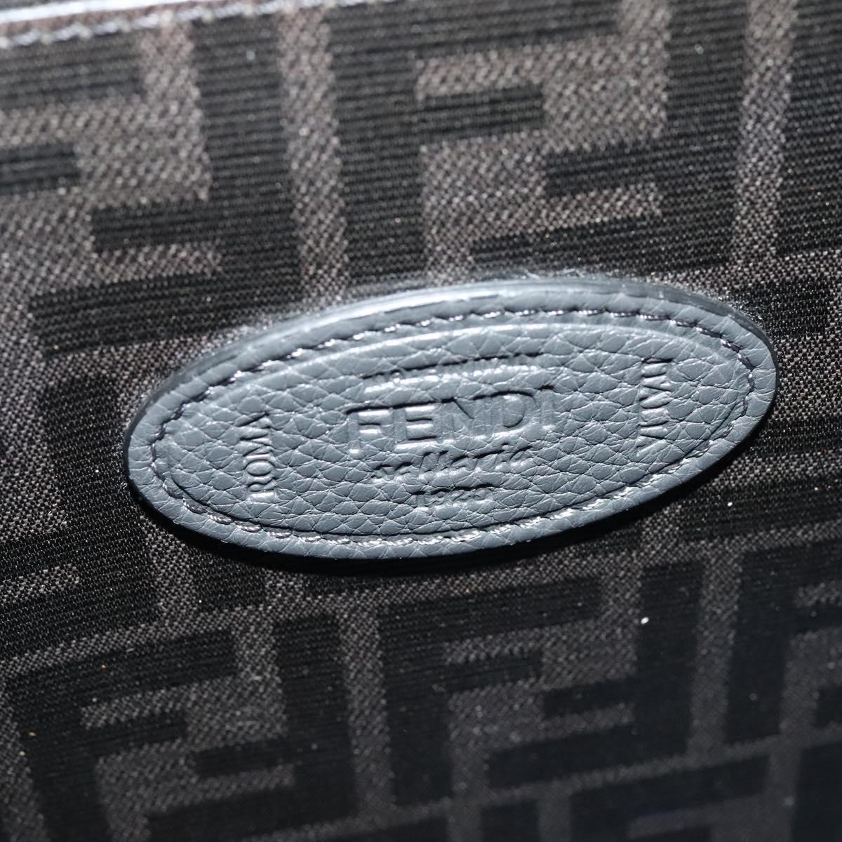 FENDI Peek A Boo Essentially Iconic Bag Leather 2way Gray Silver Auth bs27179