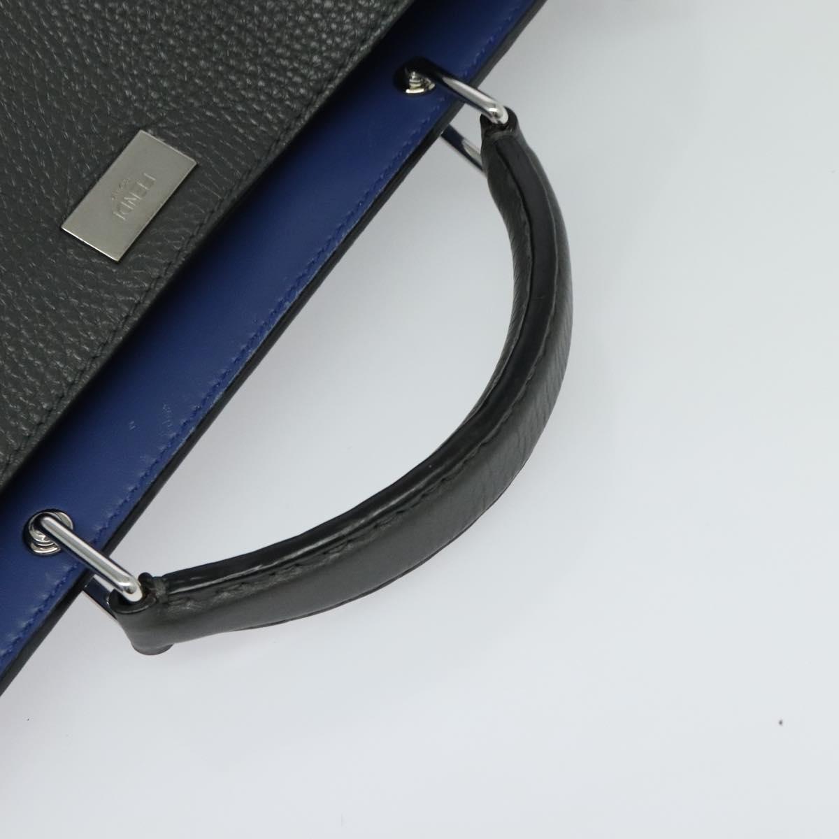 FENDI Peek A Boo Essentially Iconic Bag Leather 2way Gray Silver Auth bs27179