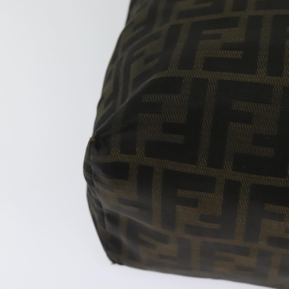 FENDI Zucca Canvas Tote Bag Nylon Brown Black Auth bs27180