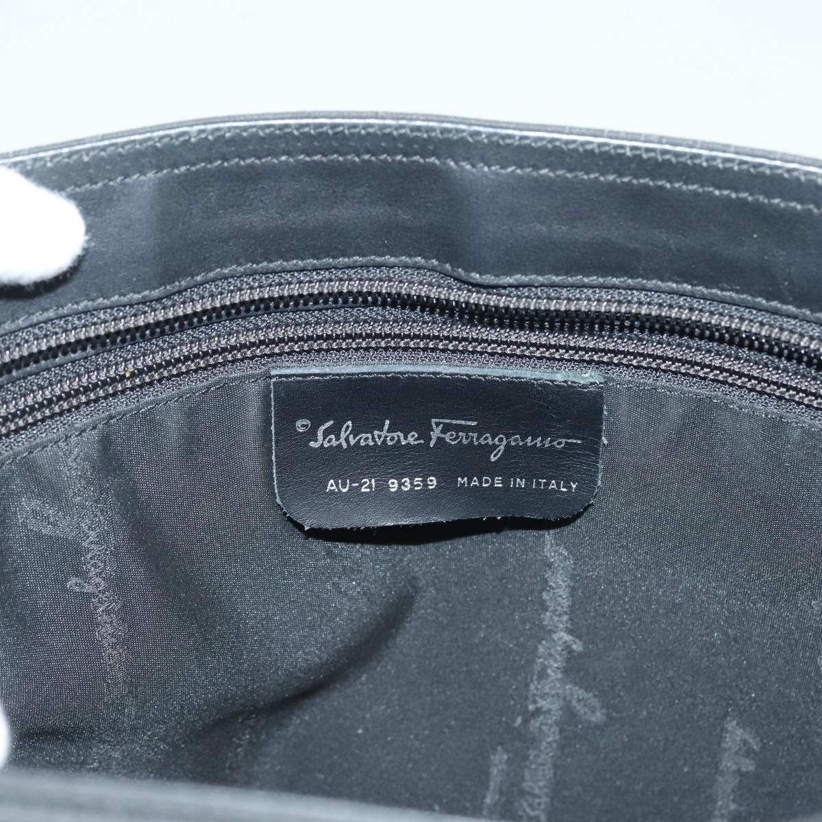 Salvatore Ferragamo Shoulder Bag Nylon Black Silver Auth bs27182