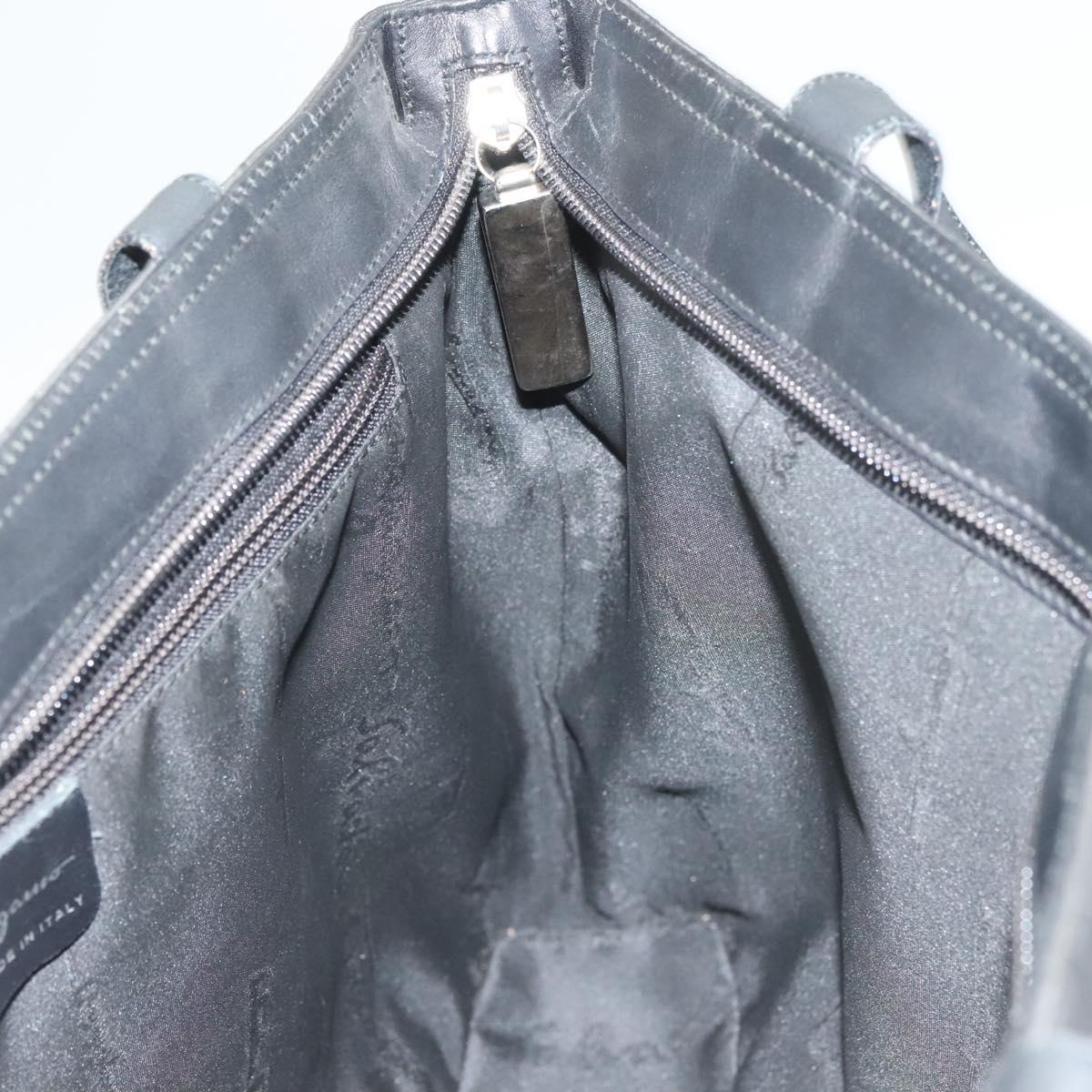 Salvatore Ferragamo Shoulder Bag Nylon Black Silver Auth bs27182