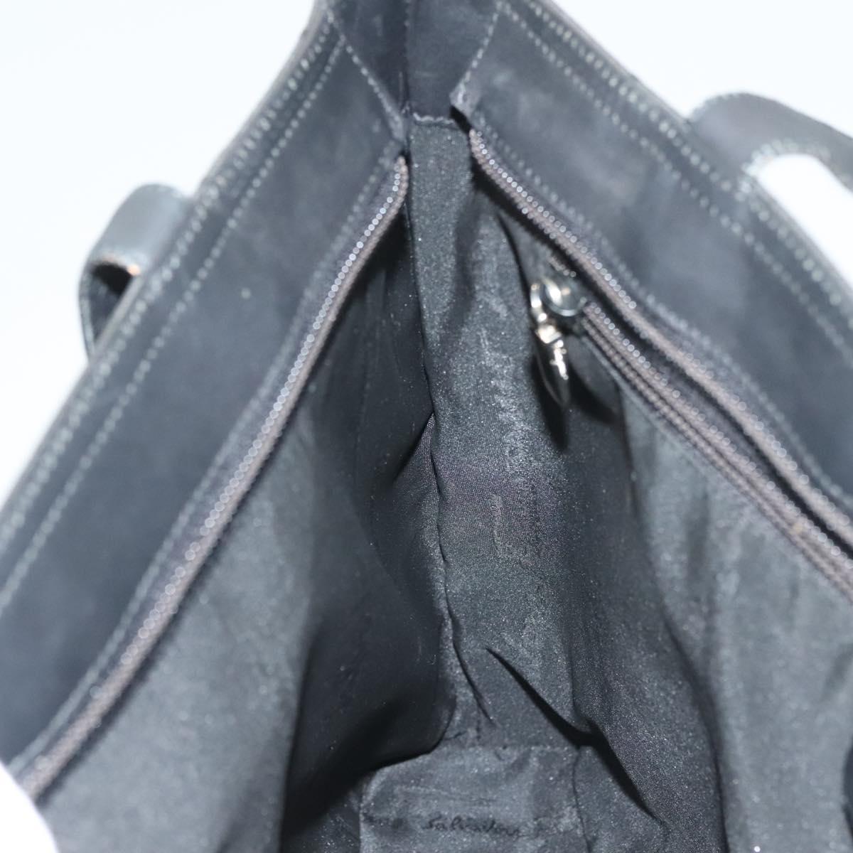 Salvatore Ferragamo Shoulder Bag Nylon Black Silver Auth bs27182