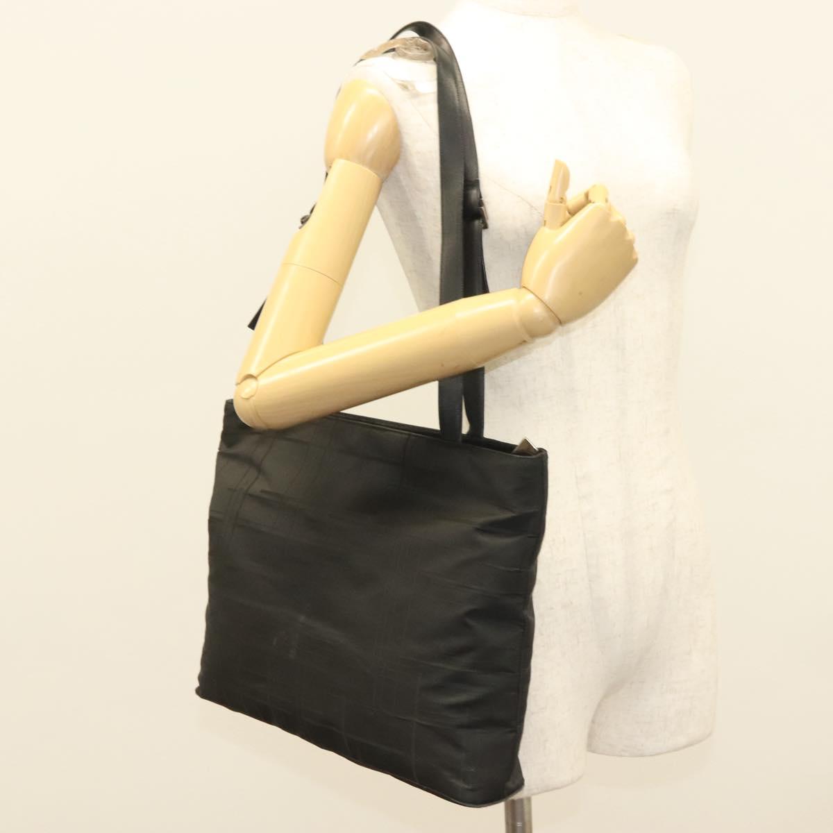 Salvatore Ferragamo Shoulder Bag Nylon Black Silver Auth bs27182