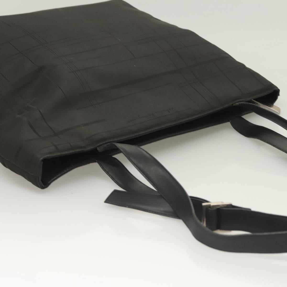 Salvatore Ferragamo Shoulder Bag Nylon Black Silver Auth bs27182