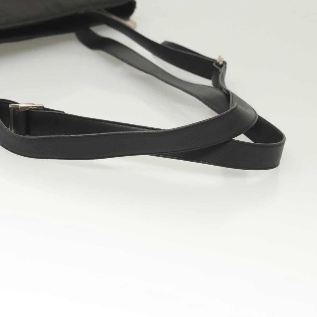 Salvatore Ferragamo Shoulder Bag Nylon Black Silver Auth bs27182