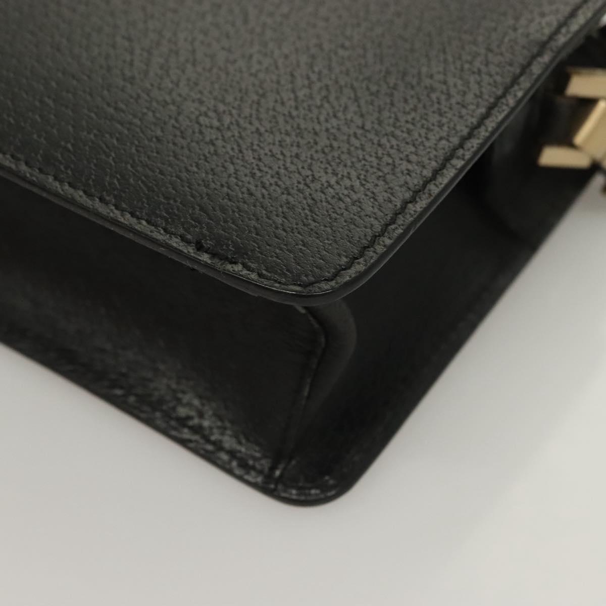 Salvatore Ferragamo Clutch Bag Leather Black Gold Auth bs27183