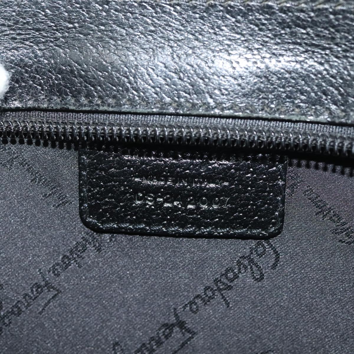Salvatore Ferragamo Clutch Bag Leather Black Gold Auth bs27183