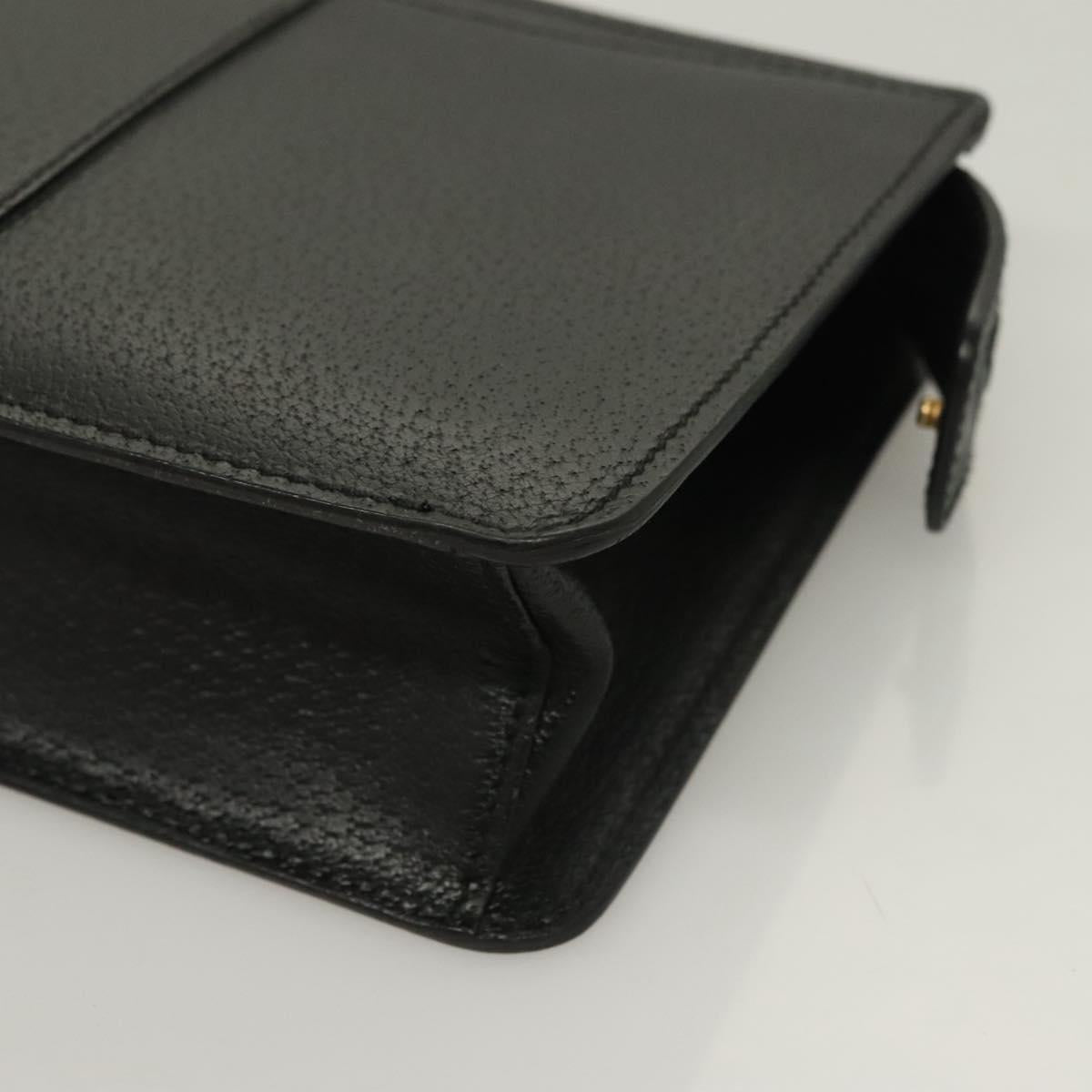 Salvatore Ferragamo Clutch Bag Leather Black Gold Auth bs27183
