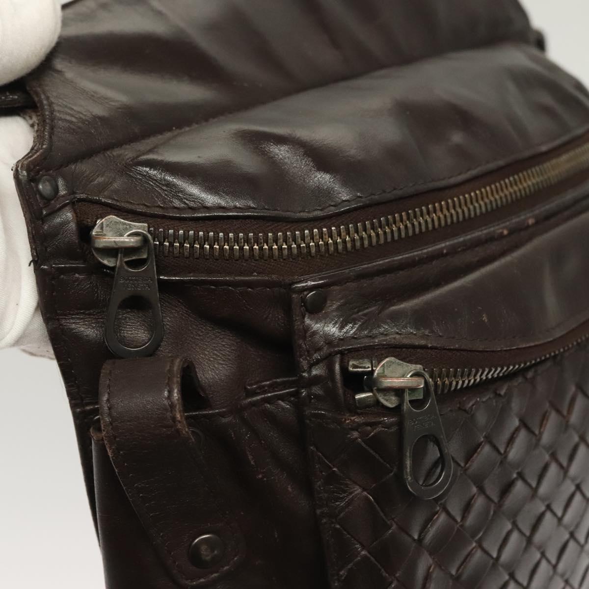 BOTTEGA VENETA INTRECCIATO Waist Bag Leather Brown Auth bs27185