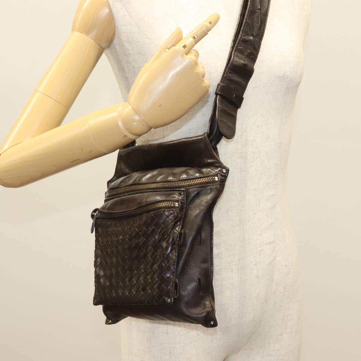 BOTTEGA VENETA INTRECCIATO Waist Bag Leather Brown Auth bs27185