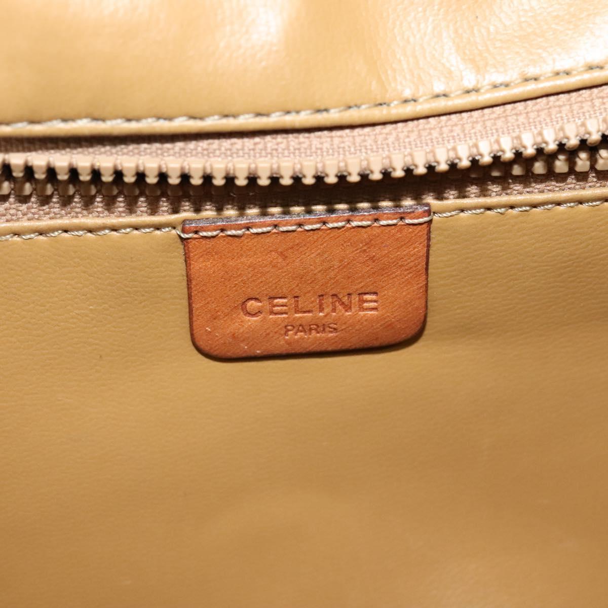 CELINE Macadam Canvas Shoulder Bag PVC Beige Gold Auth bs27192