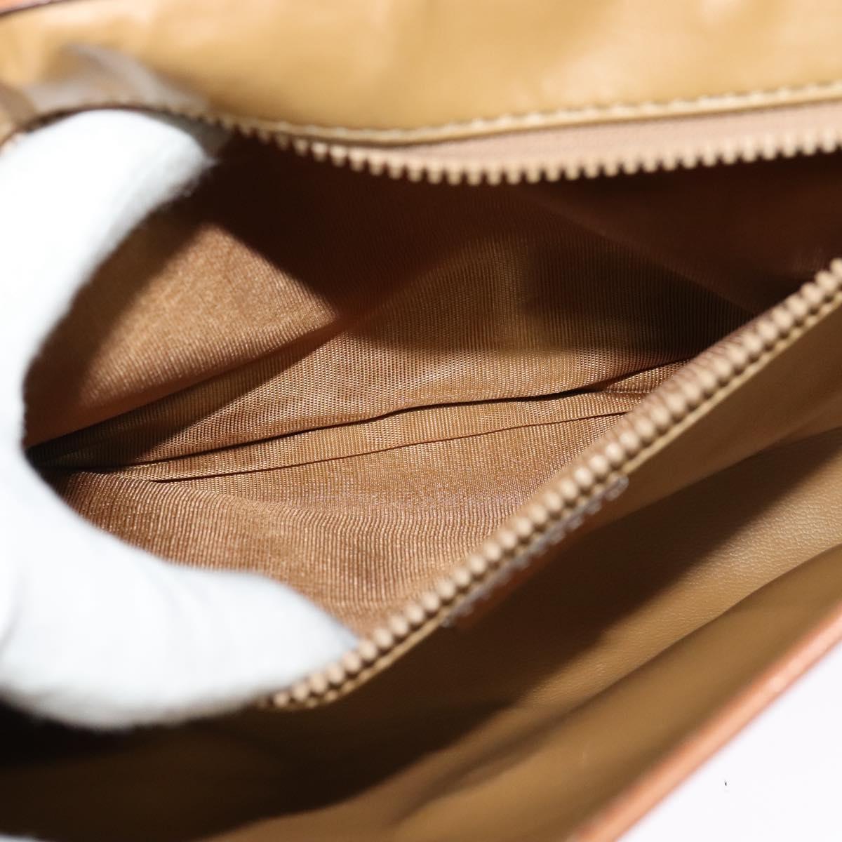 CELINE Macadam Canvas Shoulder Bag PVC Beige Gold Auth bs27192