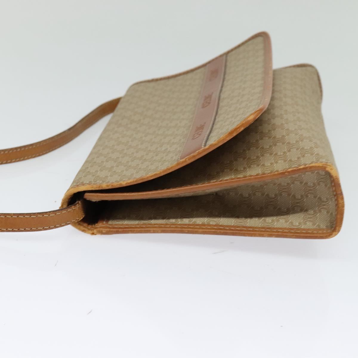CELINE Macadam Canvas Shoulder Bag PVC Beige Gold Auth bs27192