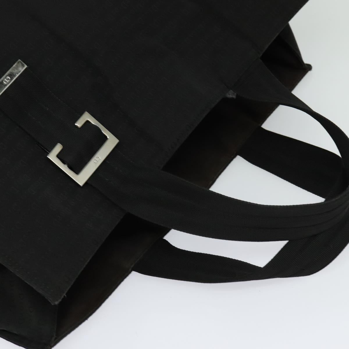 Christian Dior Hand Bag Canvas Black Silver Auth bs27195