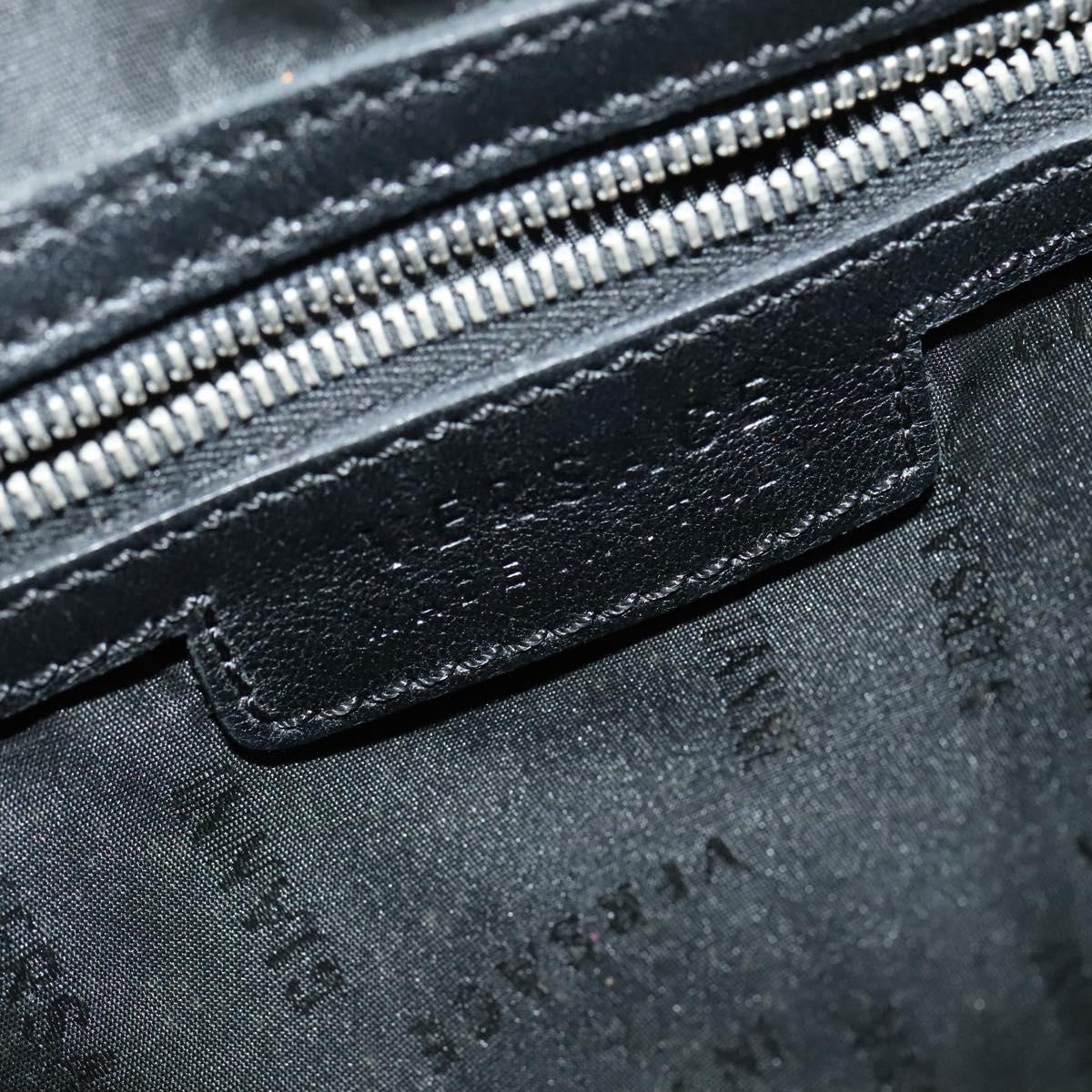 VERSACE Shoulder Bag Canvas Black Silver Auth bs27197