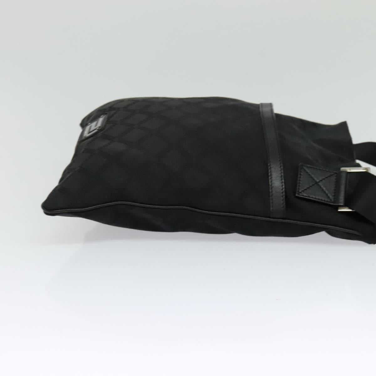 VERSACE Shoulder Bag Canvas Black Silver Auth bs27197