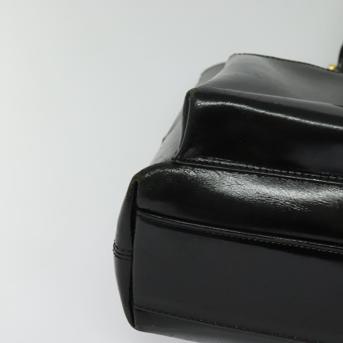 VERSACE Tote Bag Enamel Black Gold Auth bs27198