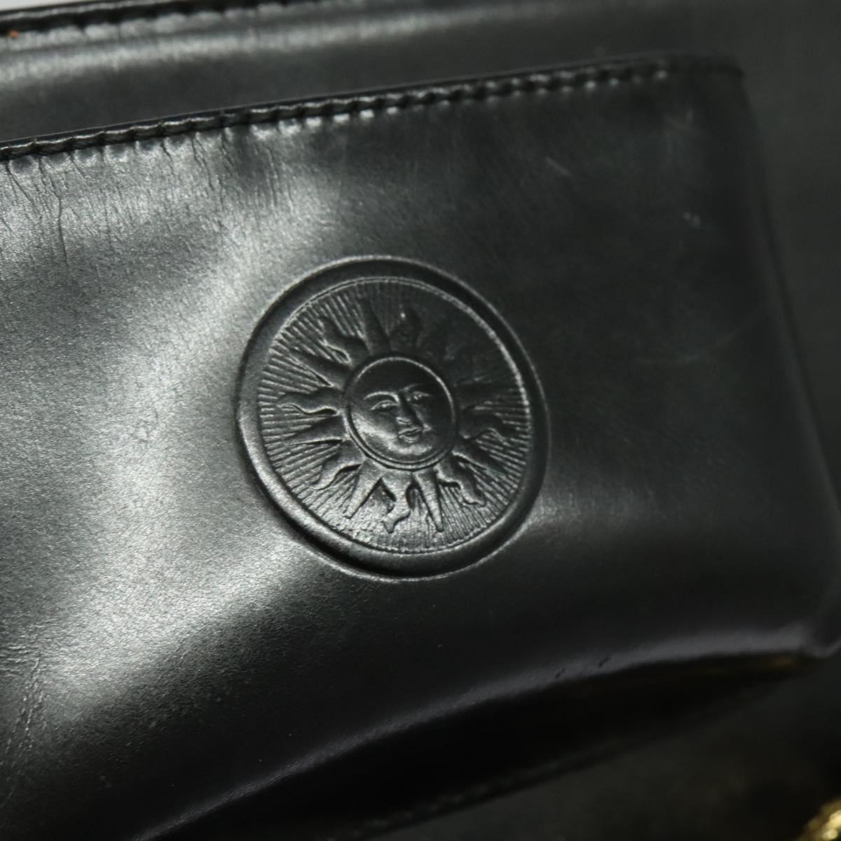 VERSACE Tote Bag Enamel Black Gold Auth bs27198