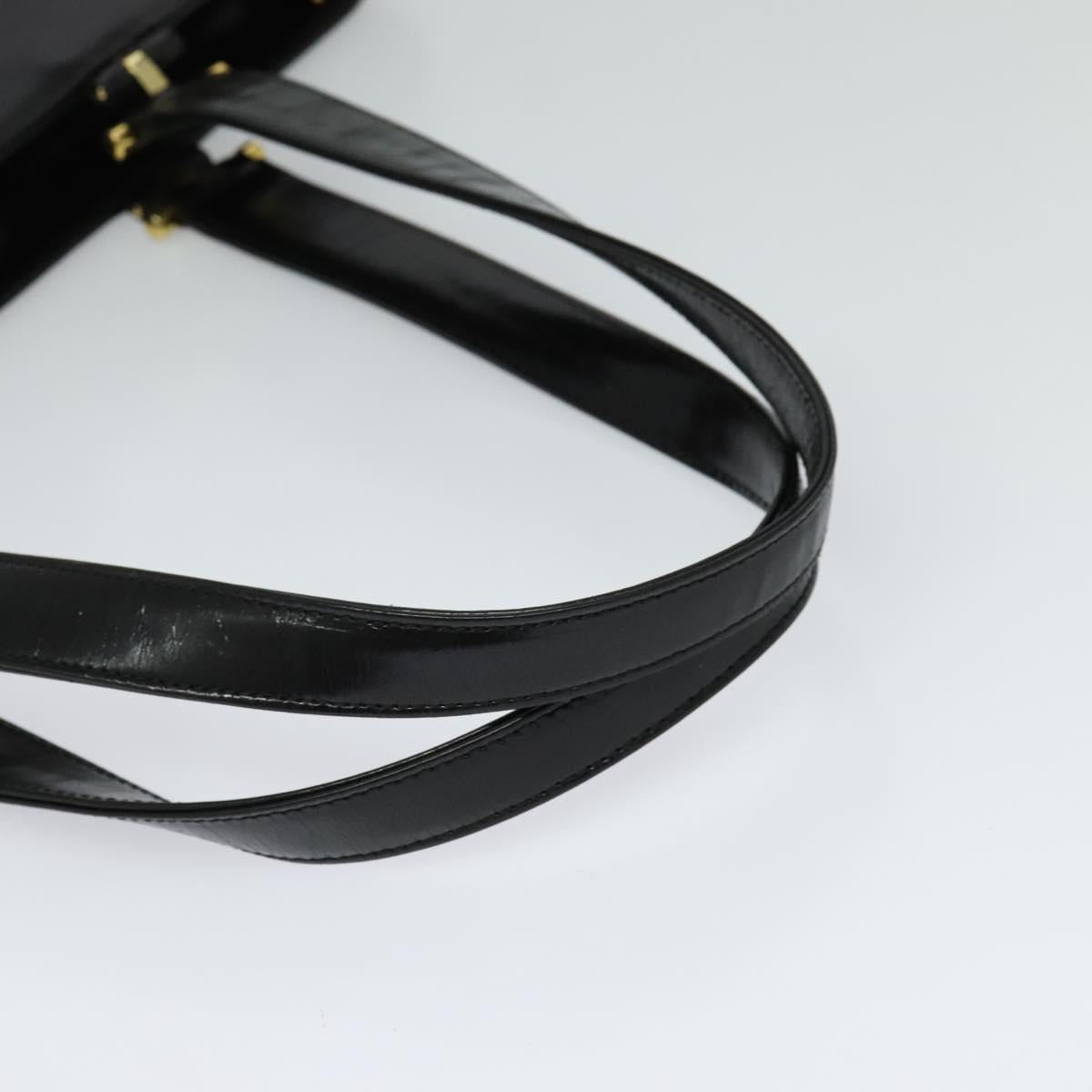 VERSACE Tote Bag Enamel Black Gold Auth bs27198