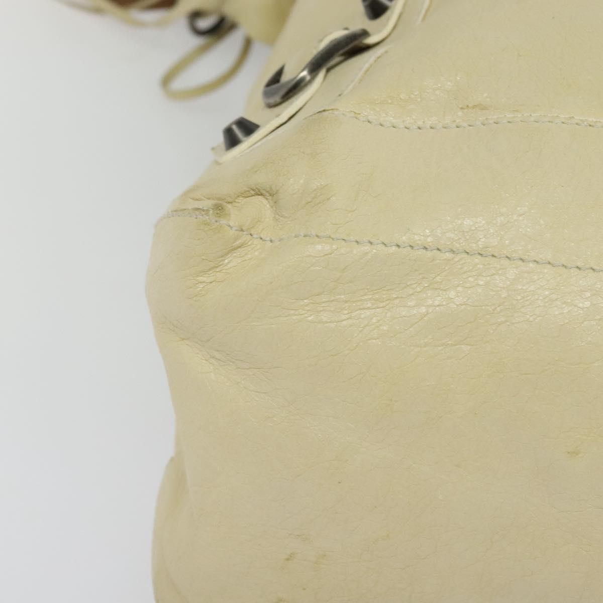 BALENCIAGA The Day Shoulder Bag Leather Beige Auth bs27200