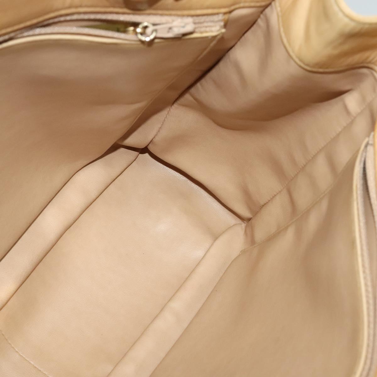 CHANEL Matelasse Chain Shoulder Bag Lamb Skin Beige Gold CC Auth bs27202