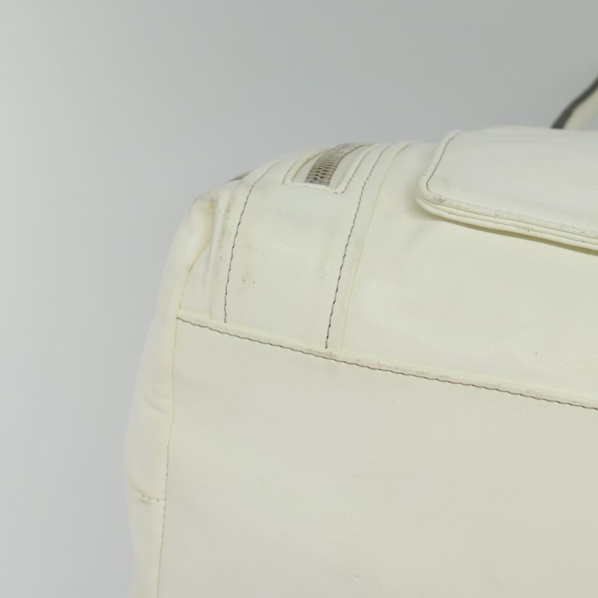 Chloe Eclipse Tote Bag Leather White Gold Auth bs27211