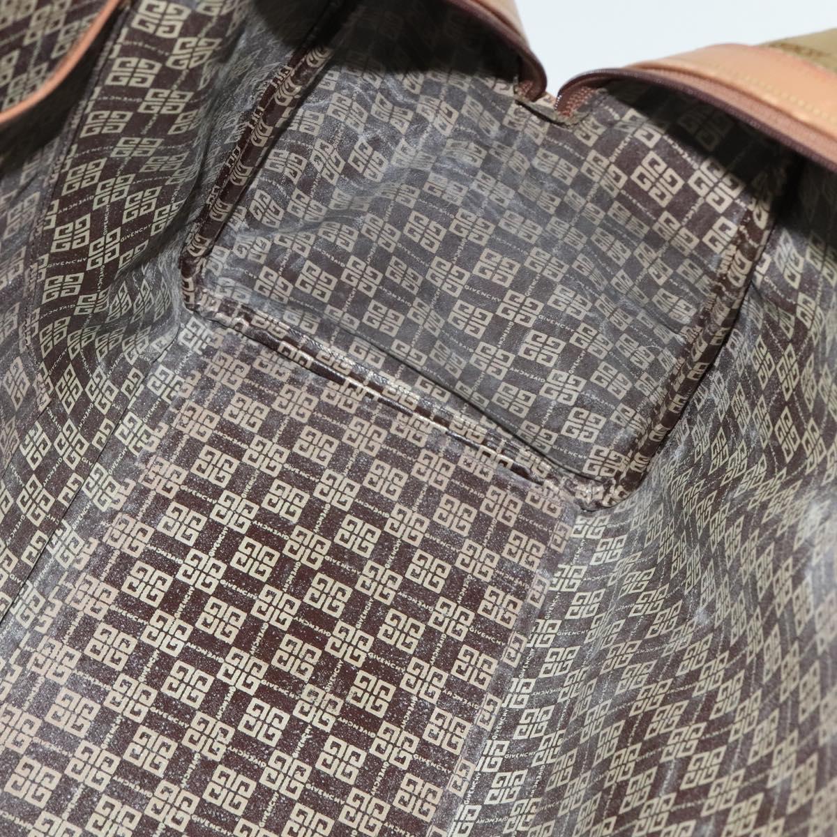GIVENCHY Boston Bag Canvas Beige Gold Auth bs27213