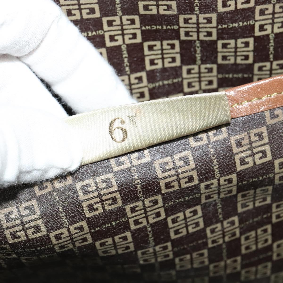 GIVENCHY Boston Bag Canvas Beige Gold Auth bs27213