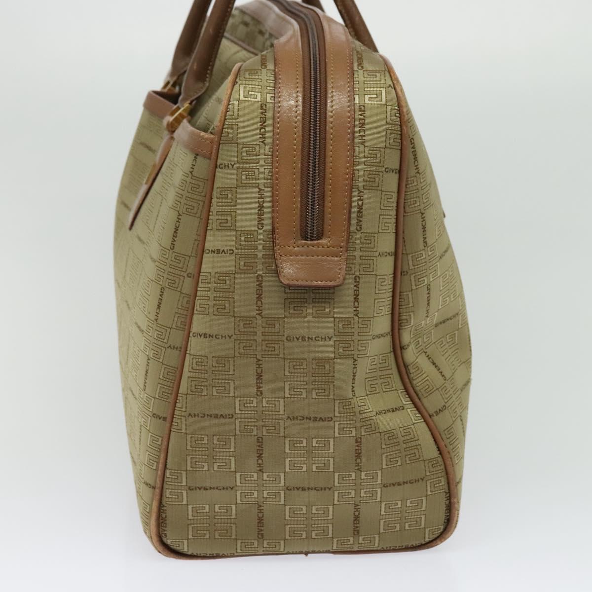 GIVENCHY Boston Bag Canvas Beige Gold Auth bs27213