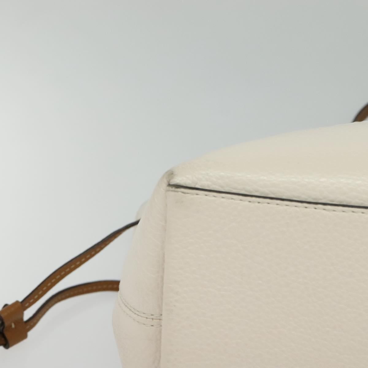 Coach Tote Bag Leather White Gold Auth bs27216