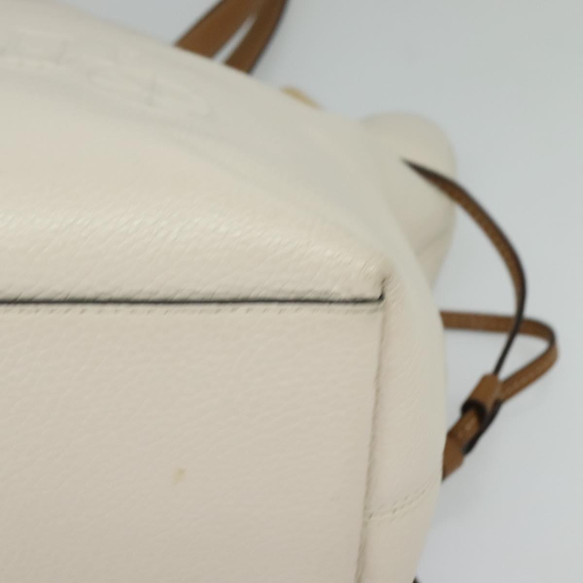 Coach Tote Bag Leather White Gold Auth bs27216