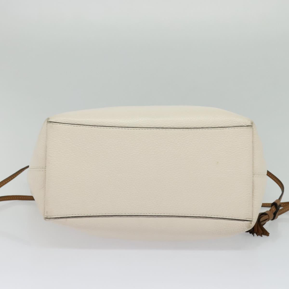 Coach Tote Bag Leather White Gold Auth bs27216
